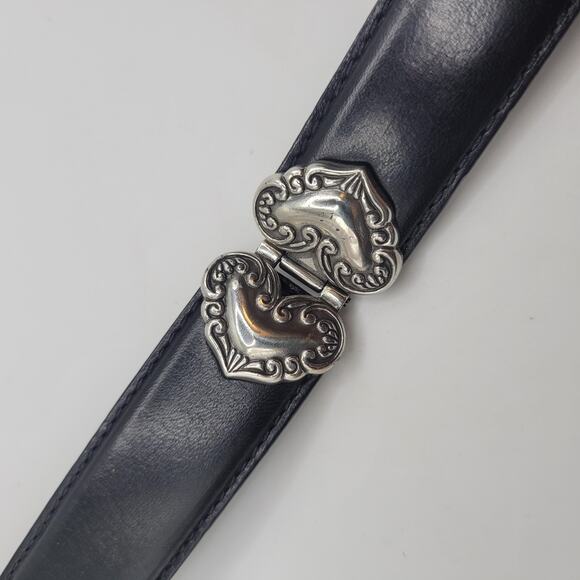 Fossil Belt Small Black Leather Heart Concho Engraved Western Boho Cowgirl Boho main image 4